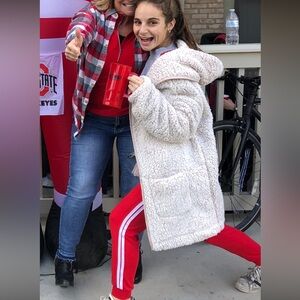 Always: red and white joggers, size small